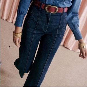 Sézane Lukas Denim Trousers with Cuffed Hem